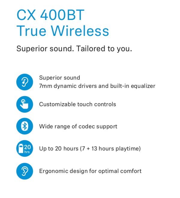 Sennheiser CX400BT True Wireless In-Ear Earphones