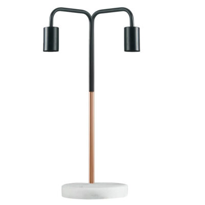 Double Bulb Copper & Black With Marble Base Desk Lamp Holder (Lamp 2T)