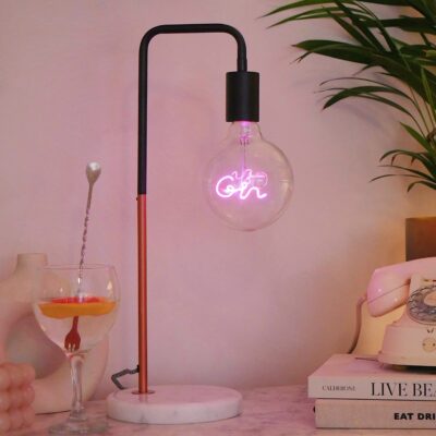 GIN LED Filament Bulb (Pink Text)(Screw Up Style)