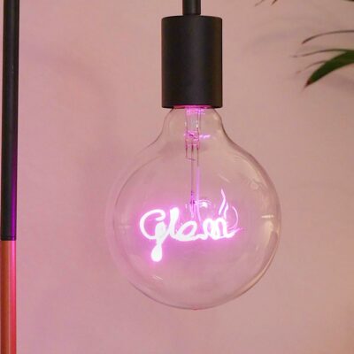 GLAM LED Filament Bulb (Pink Text)(Screw Up Style)