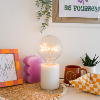 LOVE LED Filament Bulb (White Text)(Screw Down Style)