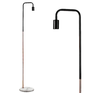 Single Bulb Copper & Black With Marble Base Floor Standing Lamp Holder