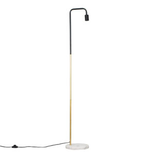 Single Bulb Gold & Black With Marble Base Floor Standing Lamp Holder