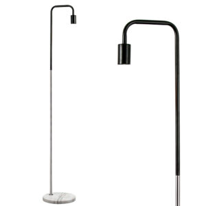 Single Bulb Nickel & Black With Marble Base Floor Standing Lamp Holder