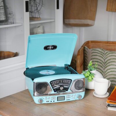 Steepletone Roxy4 BT - Retro Style Record Player with Bluetooth, MP3 Encoding and CD