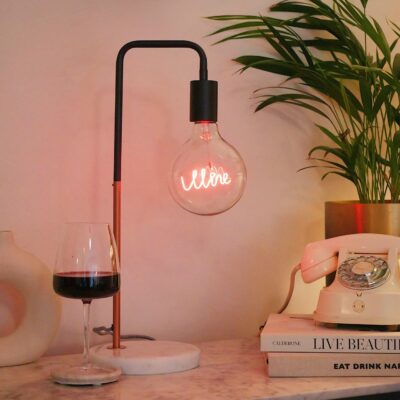WINE LED Filament Bulb (Red Text) (Screw Up Style)