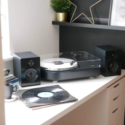 Steepletone Camden Bluetooth Turntable With Bookshelf Speakers (Black)