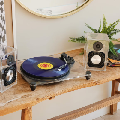 Steepletone Soho Premium Clear Acrylic Turntable with Wireless Speakers