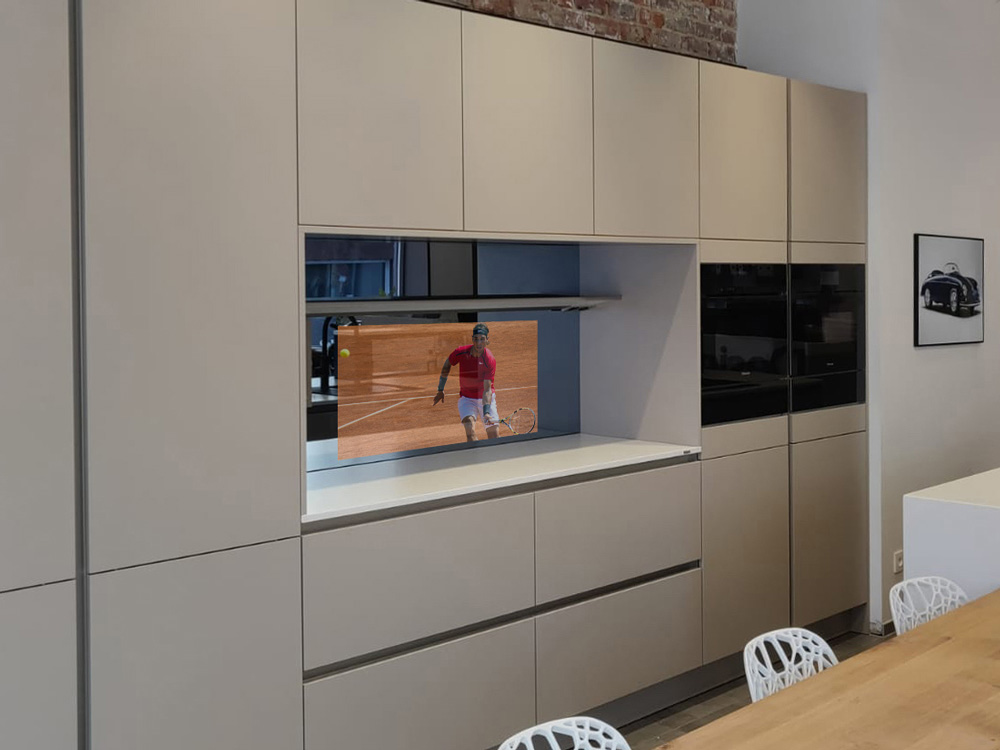 NEOD custom mirror television installation - Wavre 1 ON