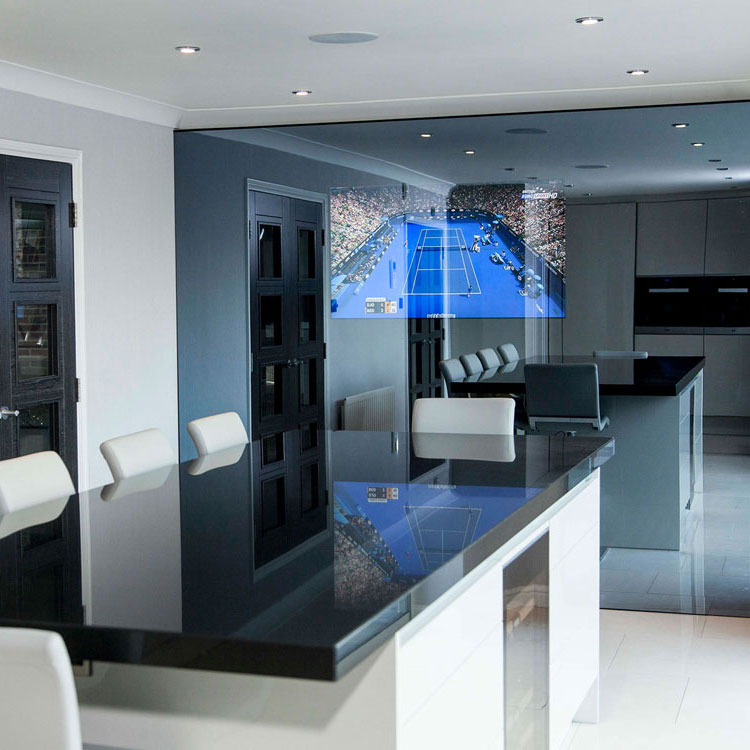 NEOD custom mirror television installation - splashback square c