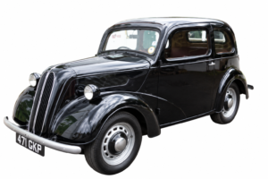 Riverside HiFi Ford Pop registration 471 GKP on white background
