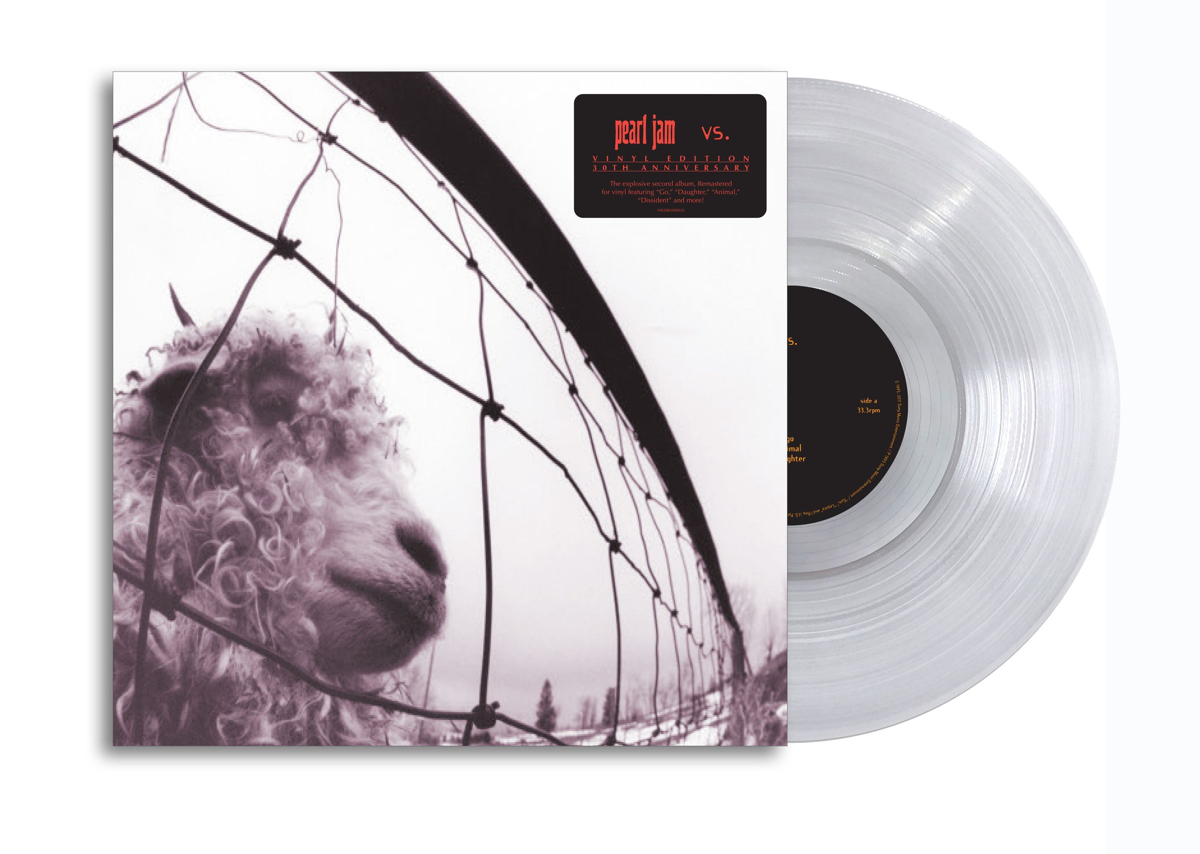 Pearl Jam – Vs. (30th Anniversary) (remastered) (Limited Indie Edition) (Clear Vinyl) — barcode 0196588368714