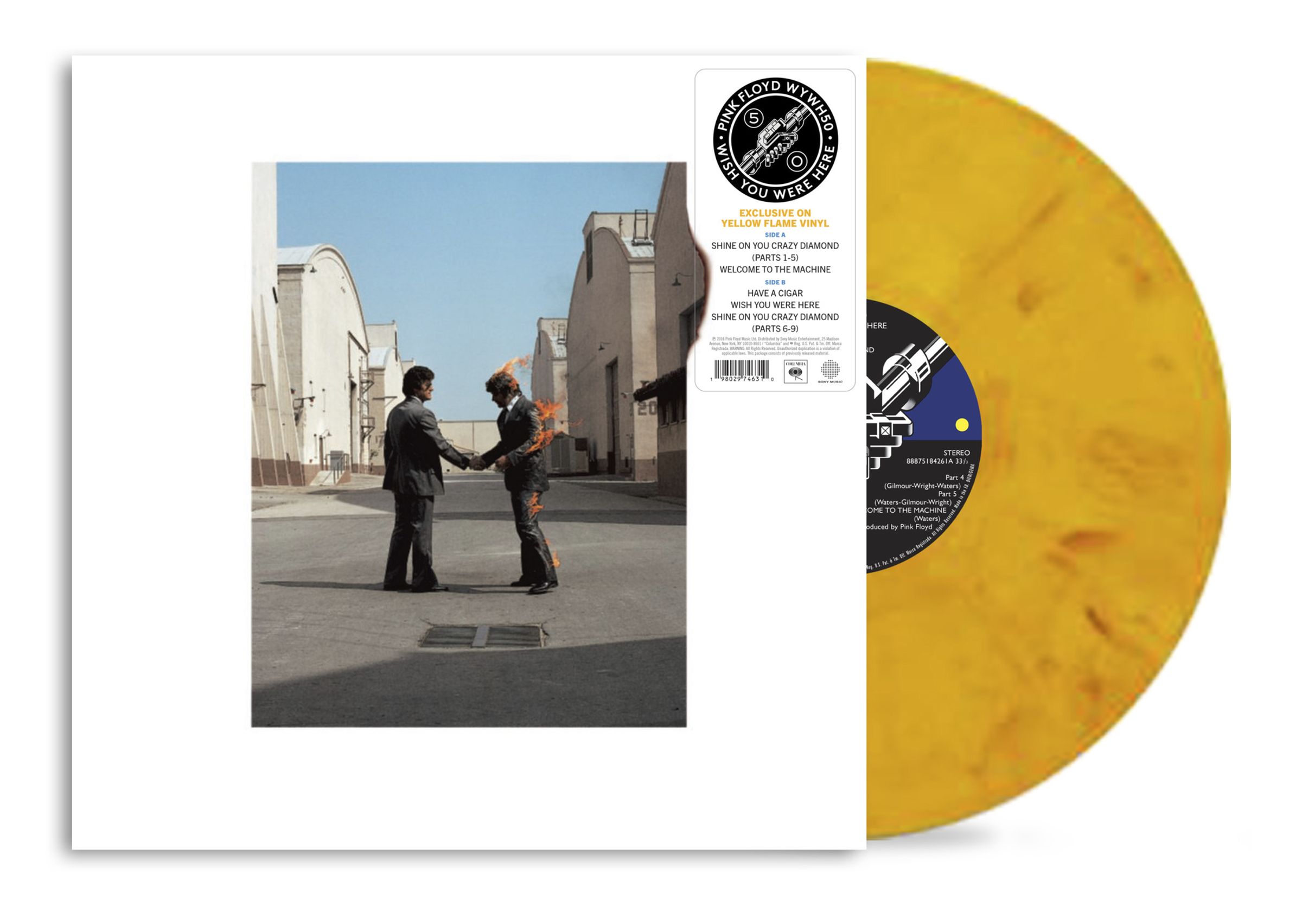Pink Floyd – Wish You Were Here (50th Anniversary) (Yellow Flame Vinyl) (140g) — barcode 0198029746310