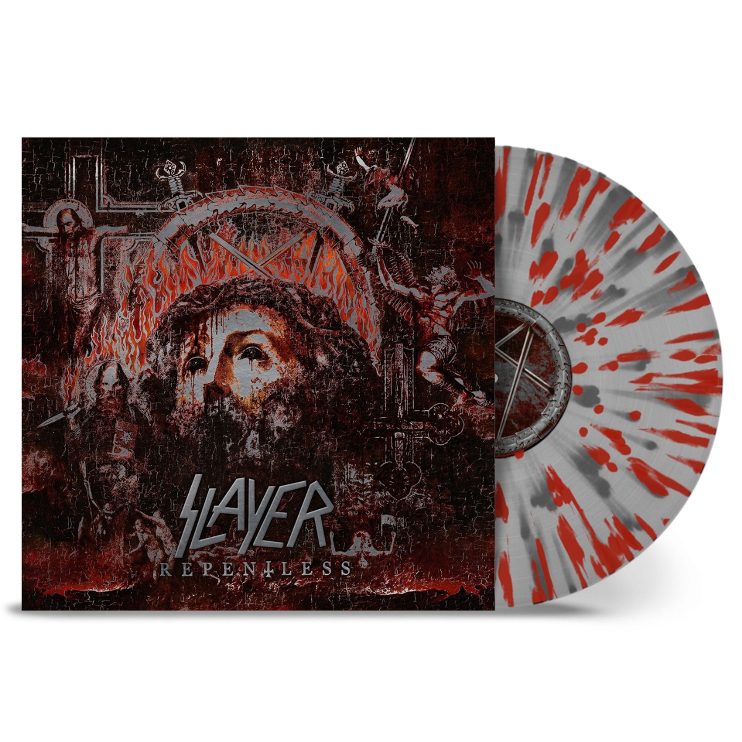 Slayer – Repentless (10th Anniversary) (180g) (Limited Edition) (Clear W/ Silver & Red Splatter Vinyl) — barcode 0727361567095
