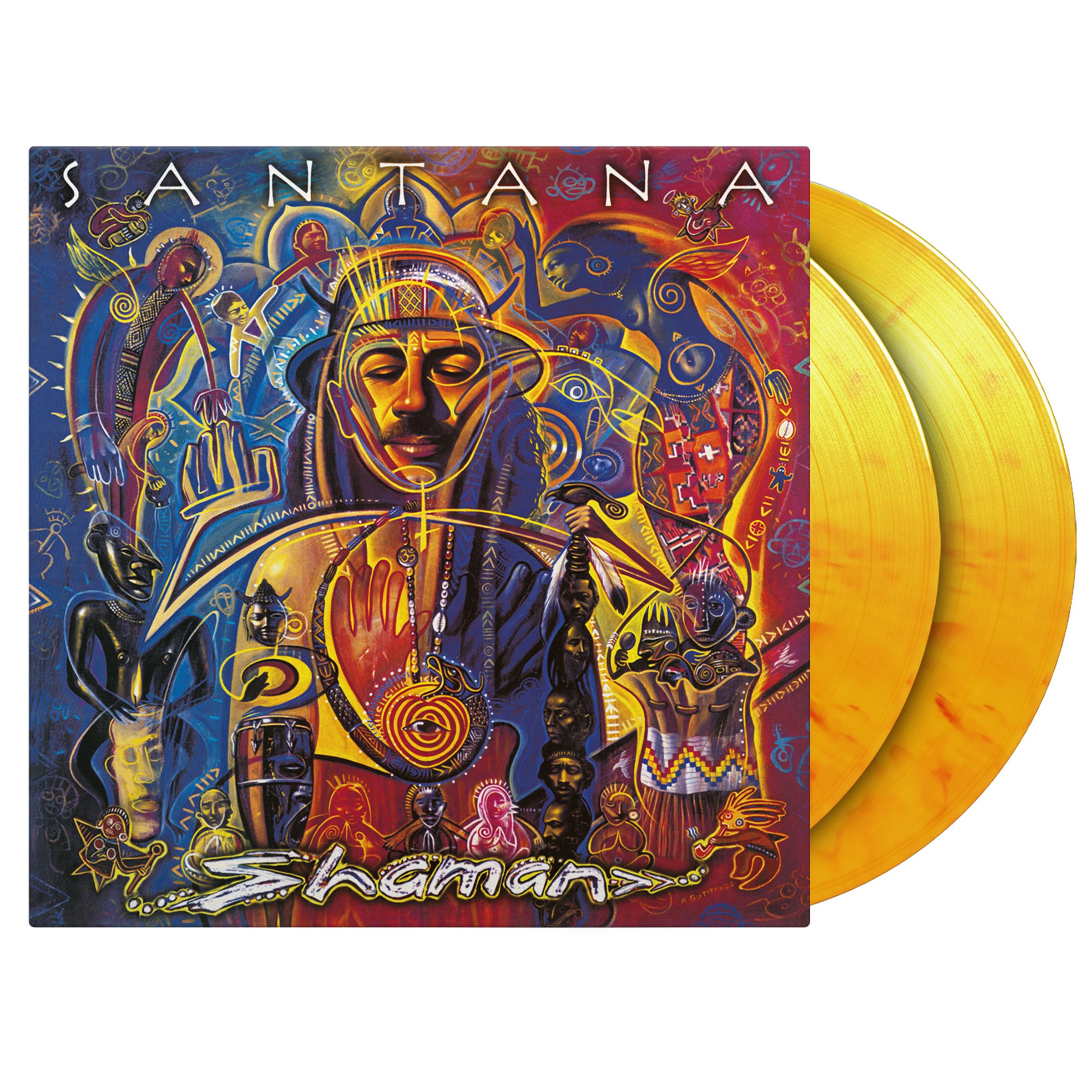 Santana – Shaman (180g) (Limited Numbered Edition) (Yellow, Red & Orange Marbled Vinyl) — barcode 8719262032187