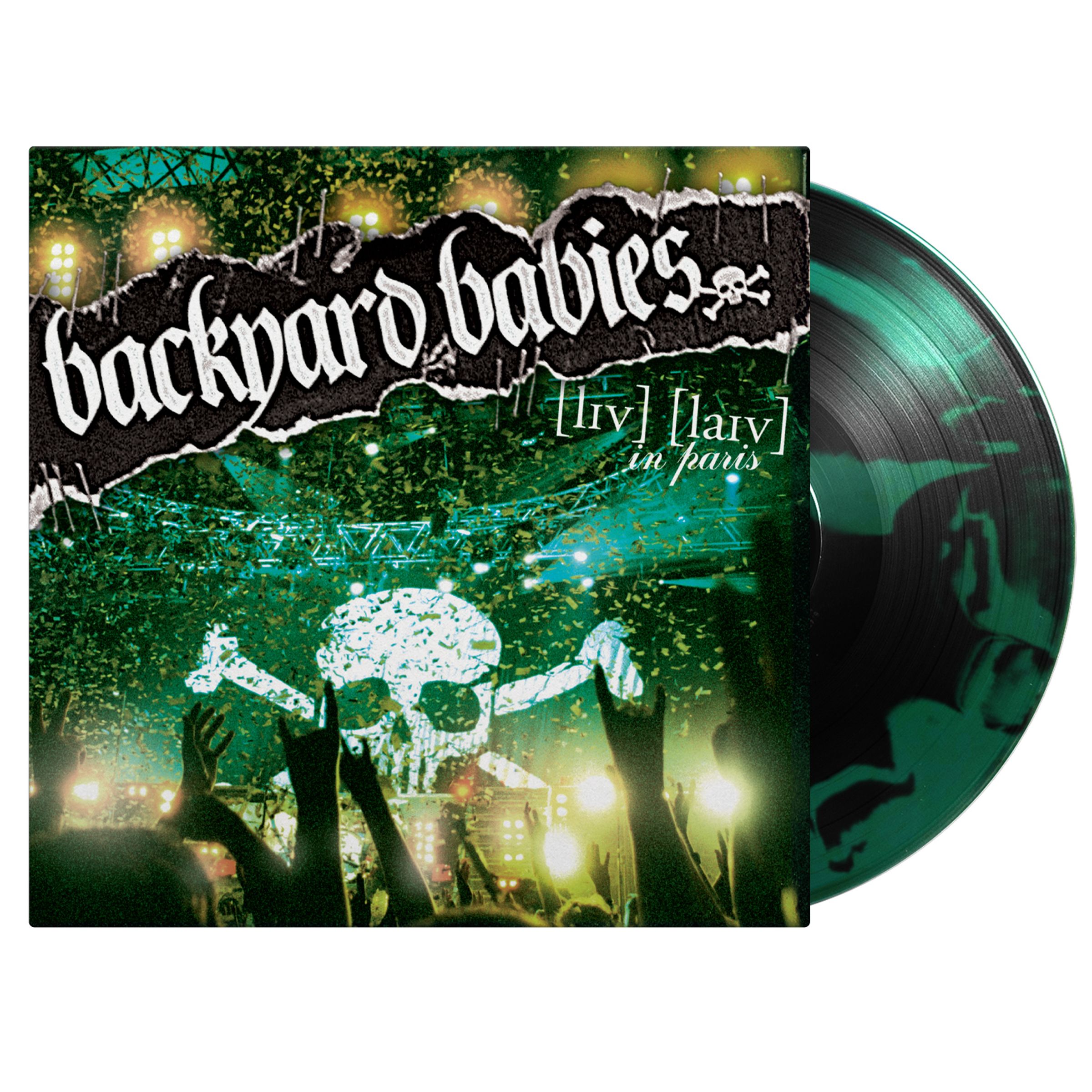Backyard Babies – Live Live In Paris (180g) (Limited Numbered Edition) (Black & Green, Colour-In-Colour "Ink Spot" Pattern Vinyl) — barcode 8719262043855